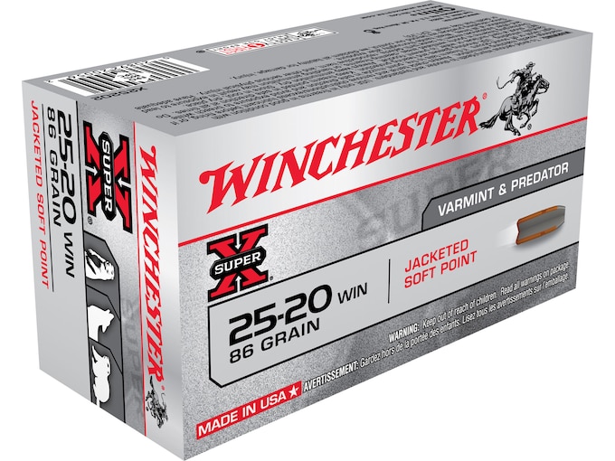 Winchester Super X 25-20 WCF Ammo 86 Grain Jacketed Soft Point Box of 50 For Sale