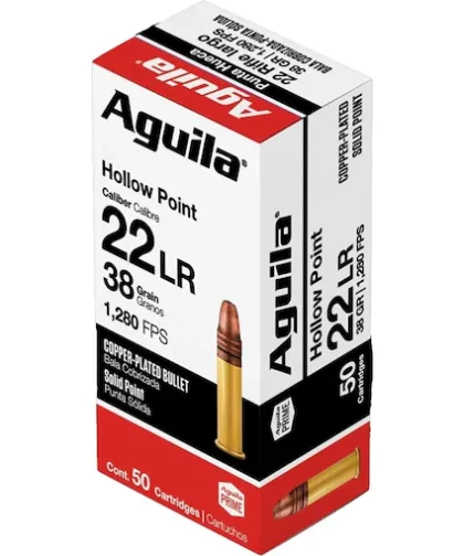 Authentic Aguila Super Extra High Velocity 22LR Ammo 38 Grain Plated Hollow Point