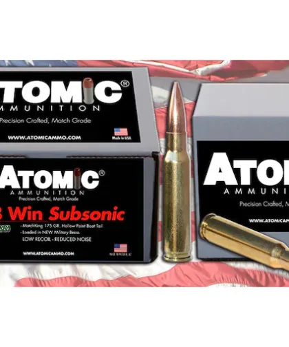 Authentic Atomic Ammunition Match Subsonic 308 Winchester Ammo 175 Grain Sierra MatchKing Jacketed Hollow Point Box of 100